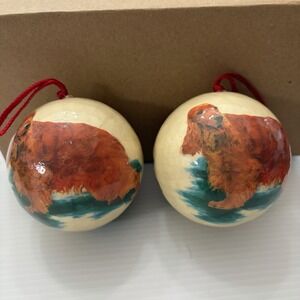 Vintage Irish Setter Christmas Ornaments Set Of 2 Holiday Dog Decor